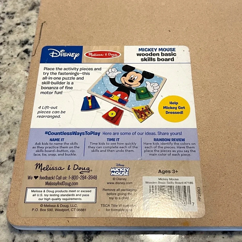 Melissa & Doug Mickey Mouse Wooden Basic Skills Board Kids Multicolor Learning